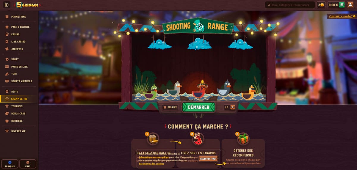 Champ de tir 5Gringos Casino