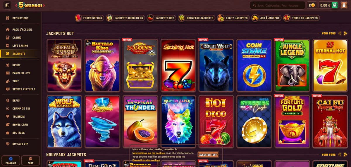 Jackpots Hot 5Gringos Casino