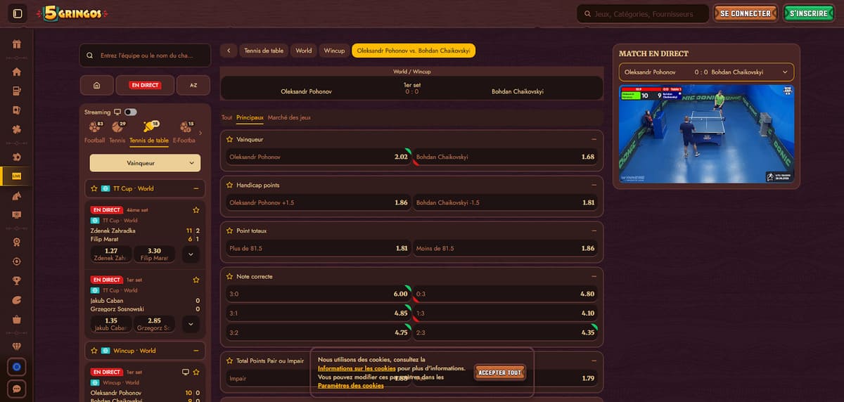 Paris en live 5Gringos Casino