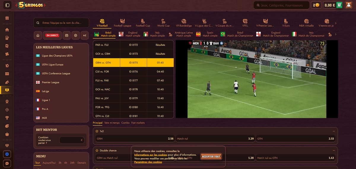 Sports virtuels 5Gringos Casino