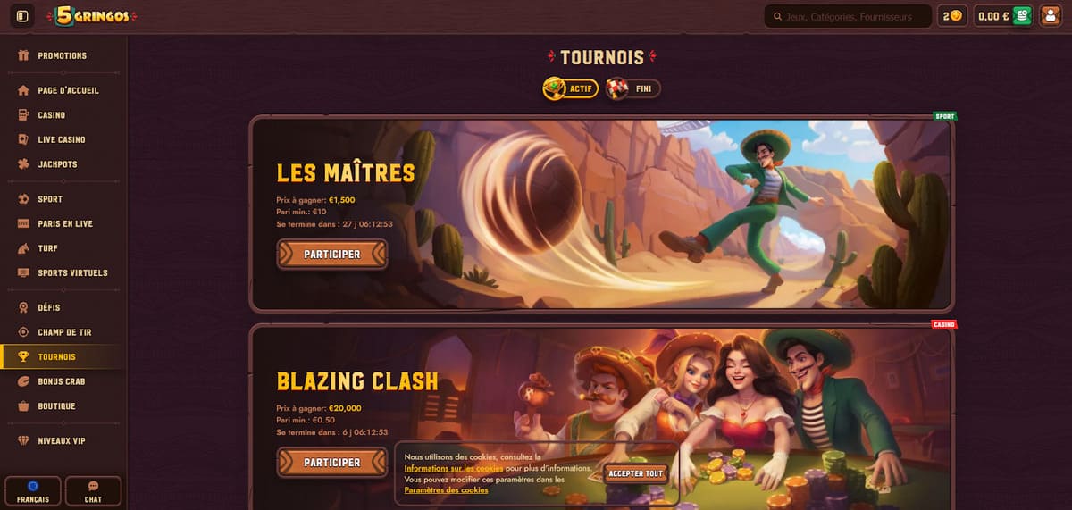 Tournois 5Gringos Casino