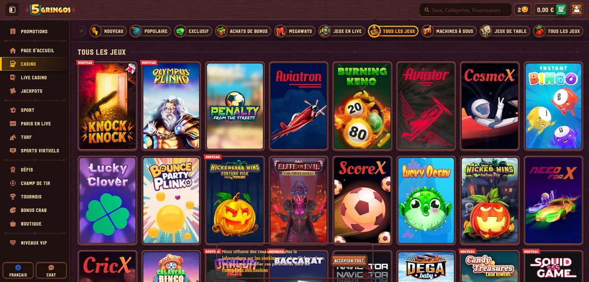Tous les jeux 5Gringos Casino