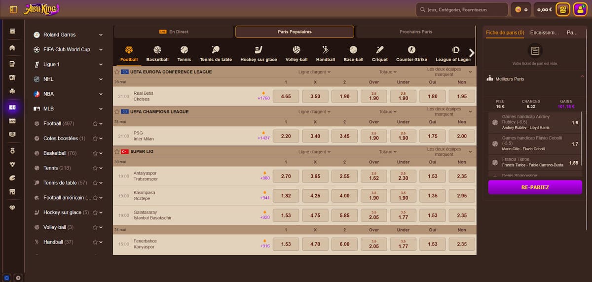 Bookmaker AbuKing Casino