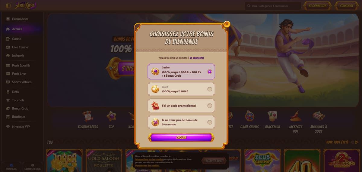 Inscription AbuKing Casino