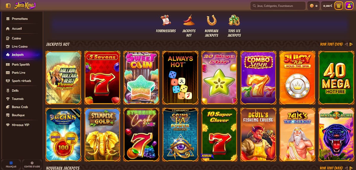 Jackpots hot AbuKing Casino