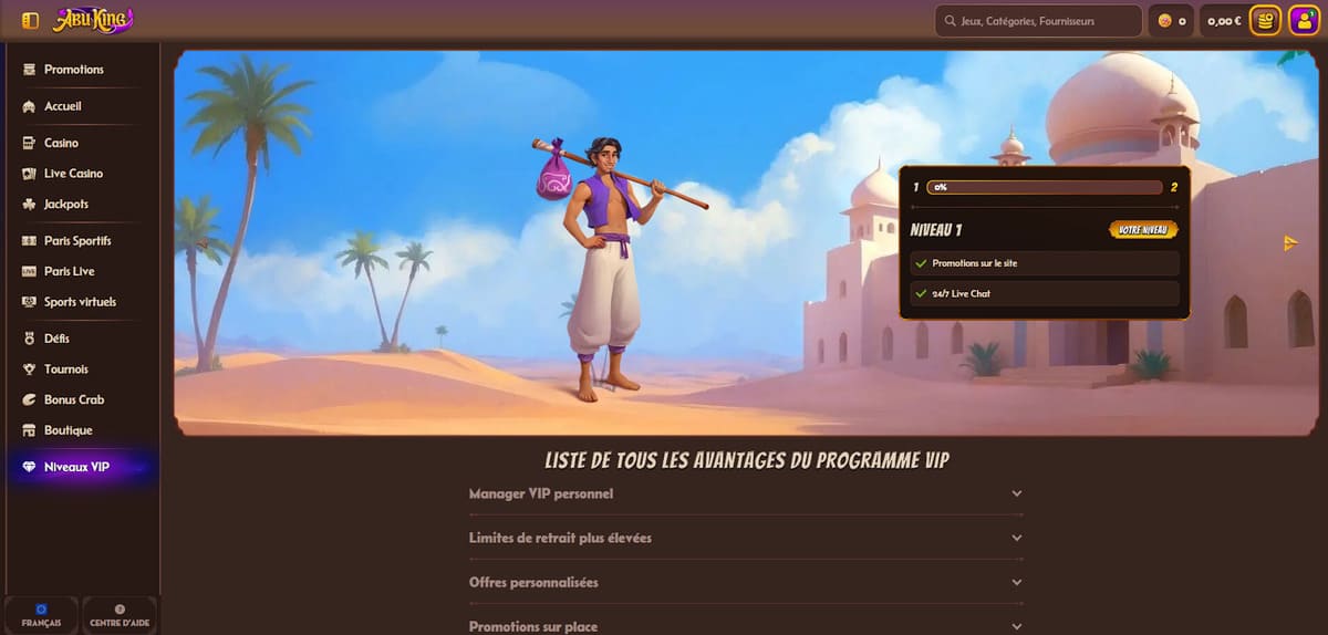 Programme VIP AbuKing Casino