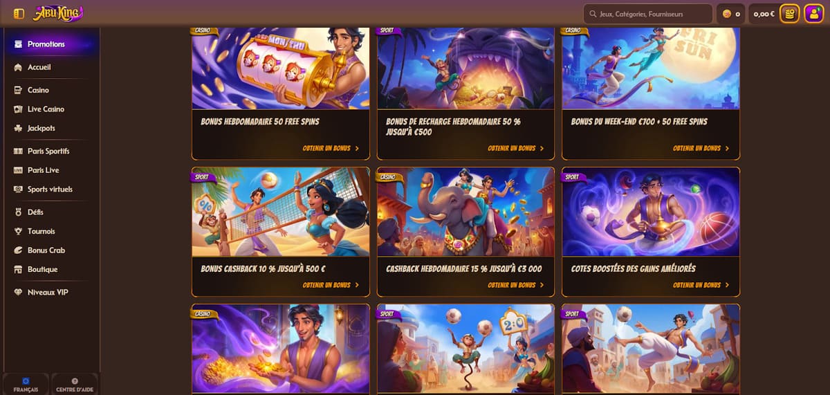 Promotionss AbuKing Casino