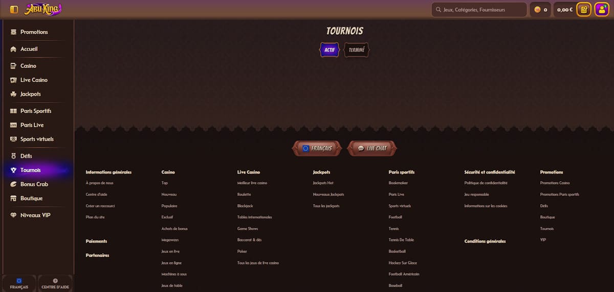 Tournois AbuKing Casino