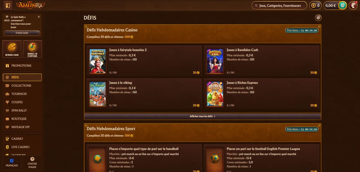 Défis AmunRa Casino