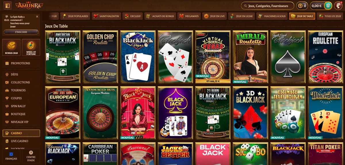 Jeux de table AmunRa Casino