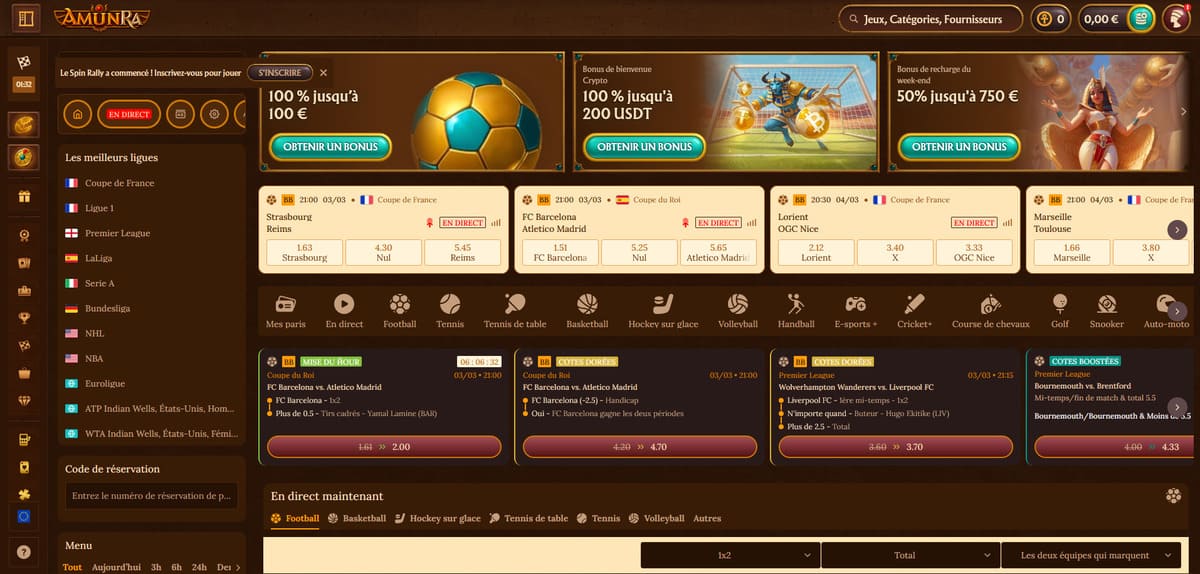 Paris sports AmunRa Casino