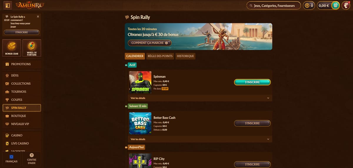 Spin Rally AmunRa Casino