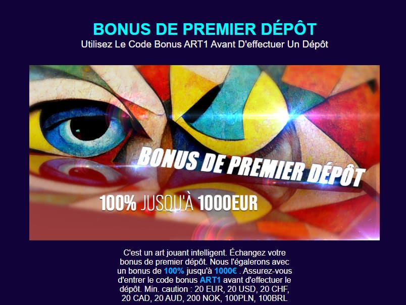 Bonus premier dépôt Art casino