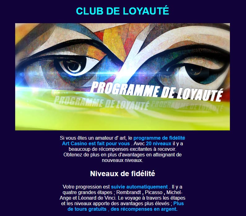 Club loyauté casino Art