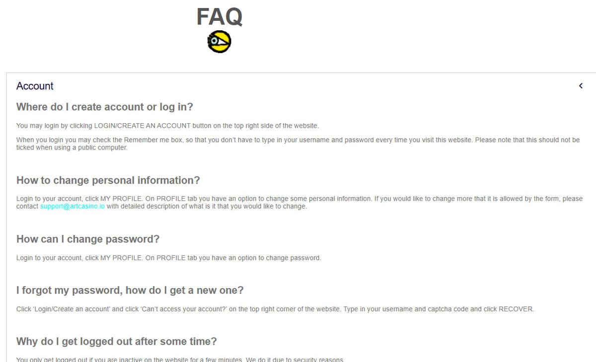 FAQ Art casino