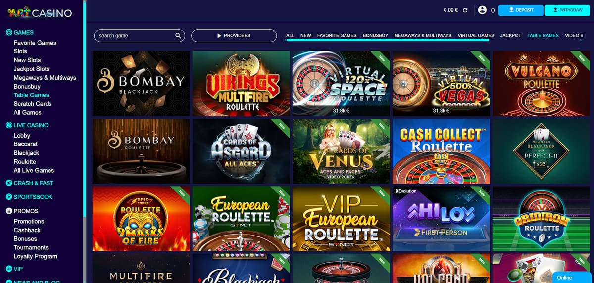 Jeux de table Art casino