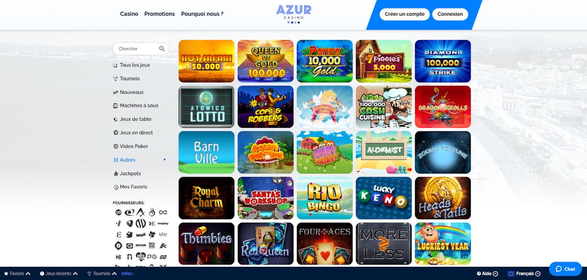 autres jeux Azur Casino