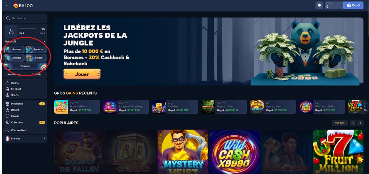 Jackpots Baloo Casino