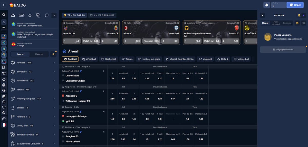 Paris sportifs Baloo Casino