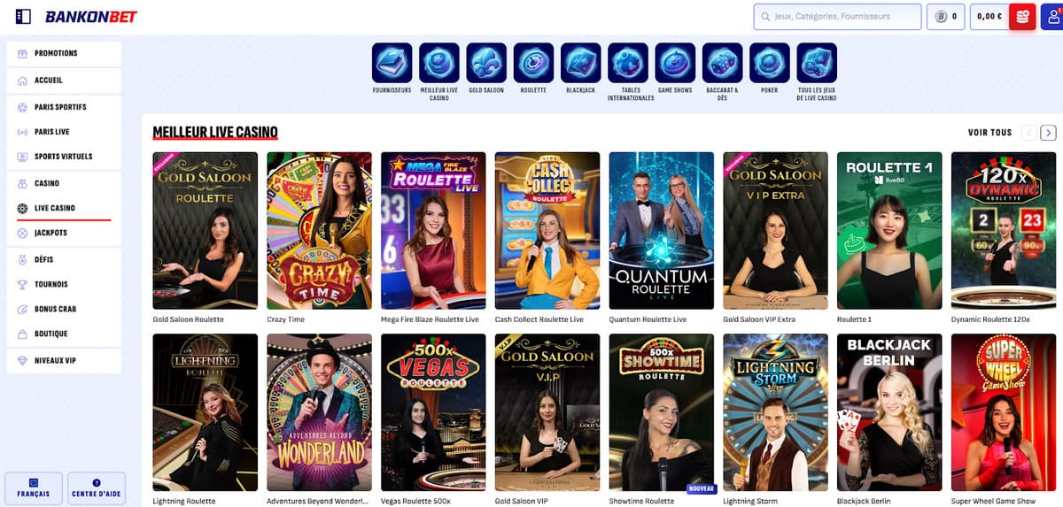 meilleur live casino Bankonbet Casino