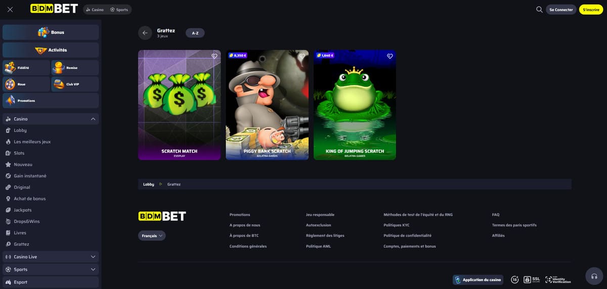 Giochi di carte a grattare su Bdmbet