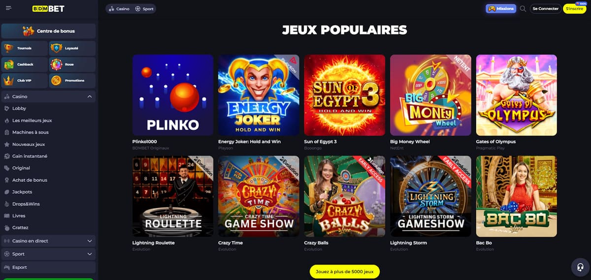 Jeux casino BDMbet