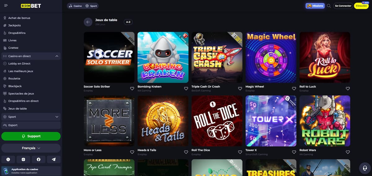 Mini-jeux casino BDMbet