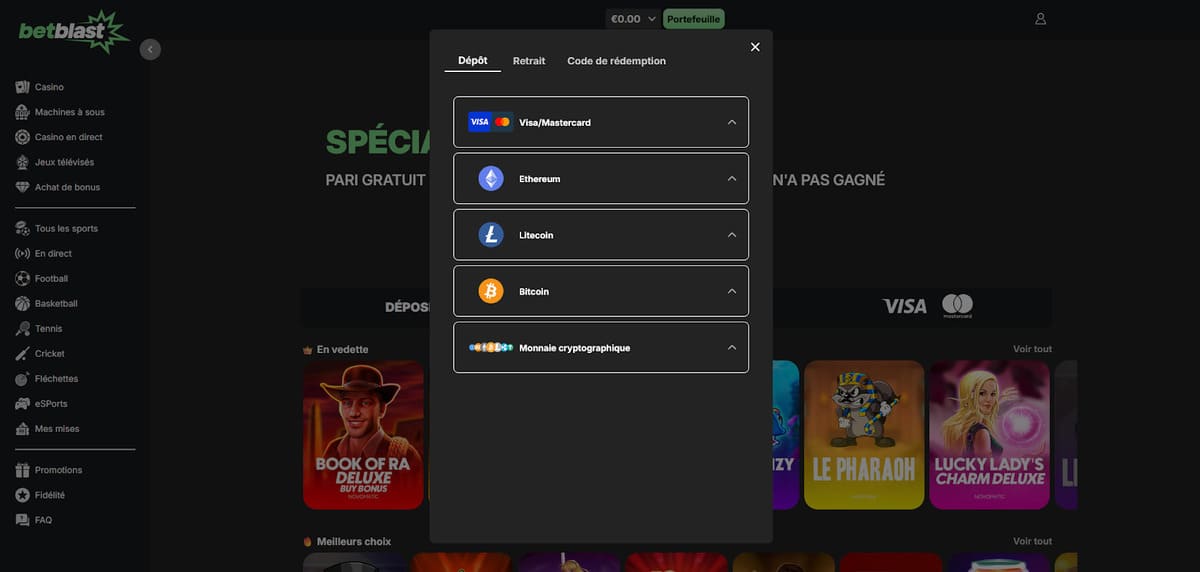 Dépôt Betblast Casino