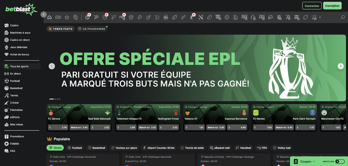 Offre sport Betblast Casino