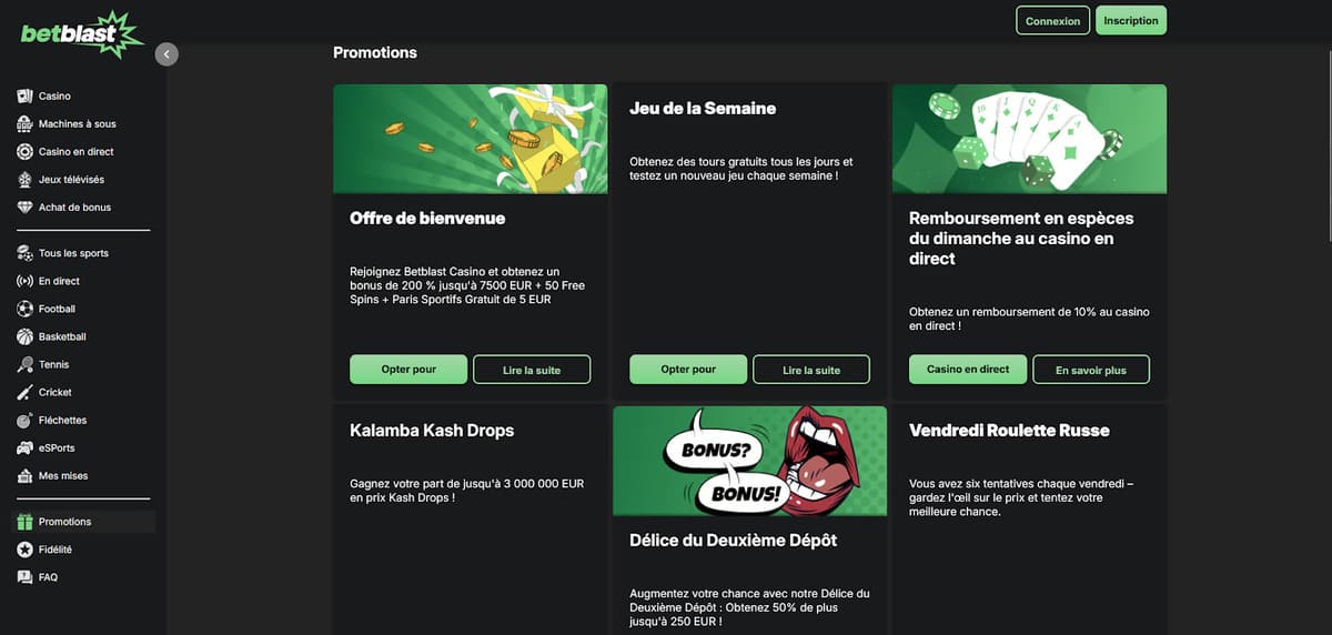 Promotions Betblast Casino