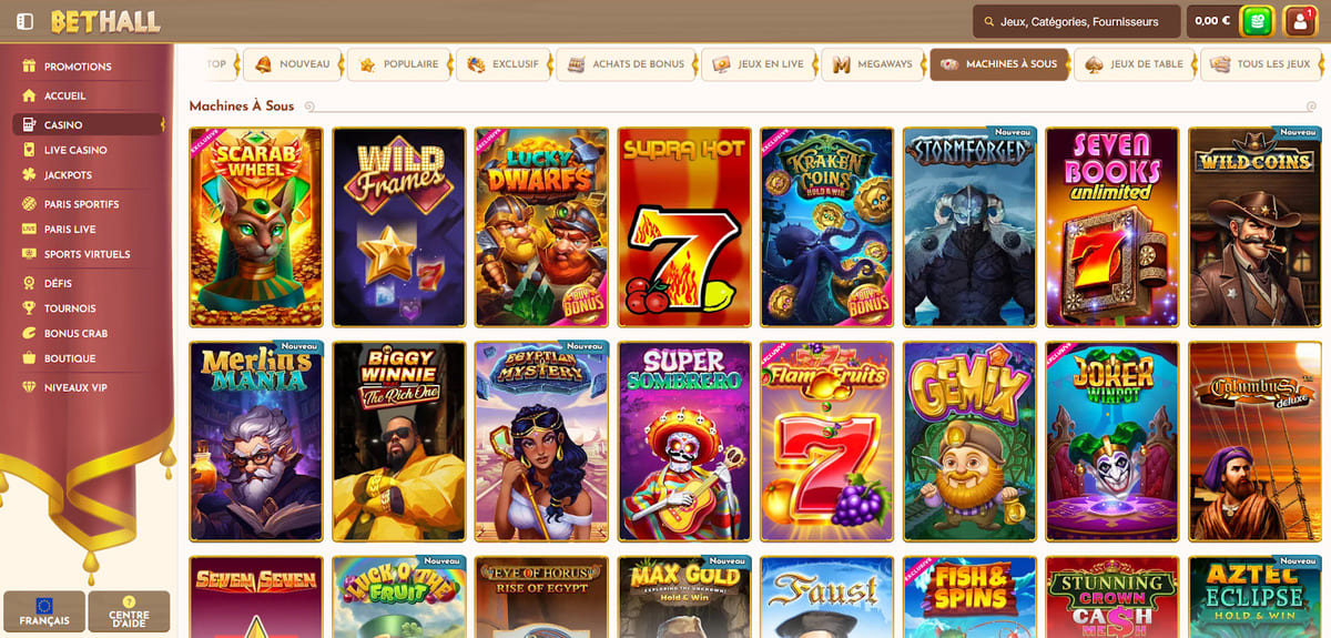 Machines à sous BetHall Casino