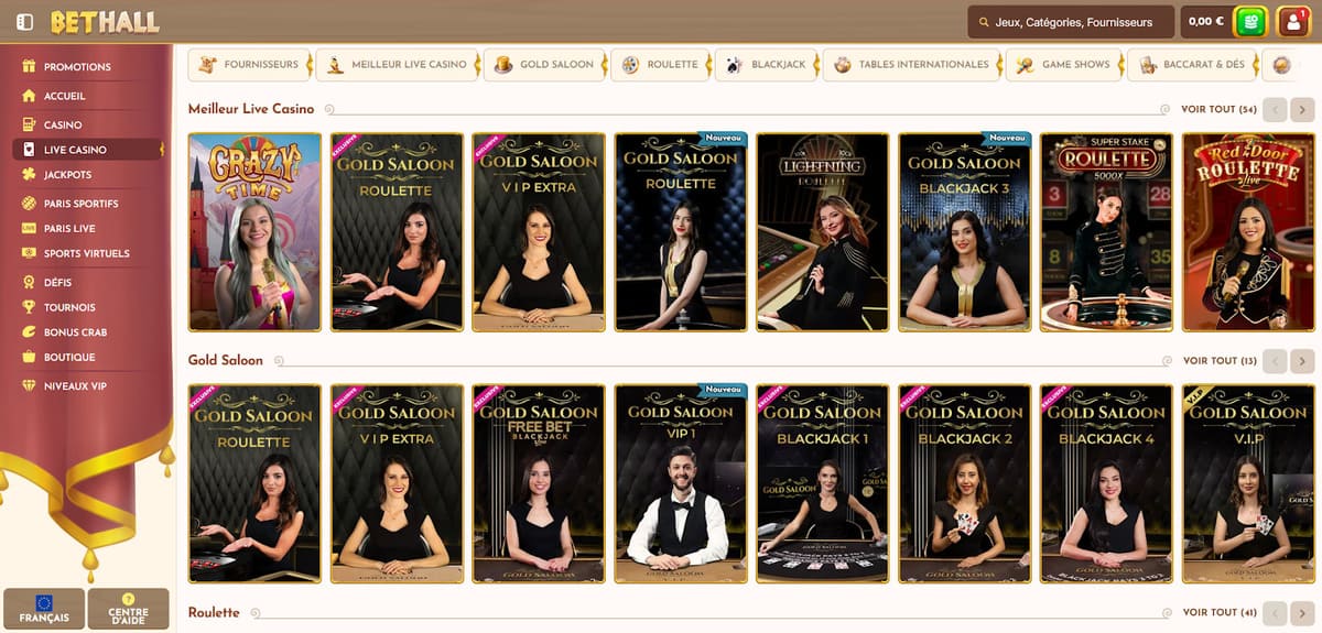 Casino en live BetHall Casino