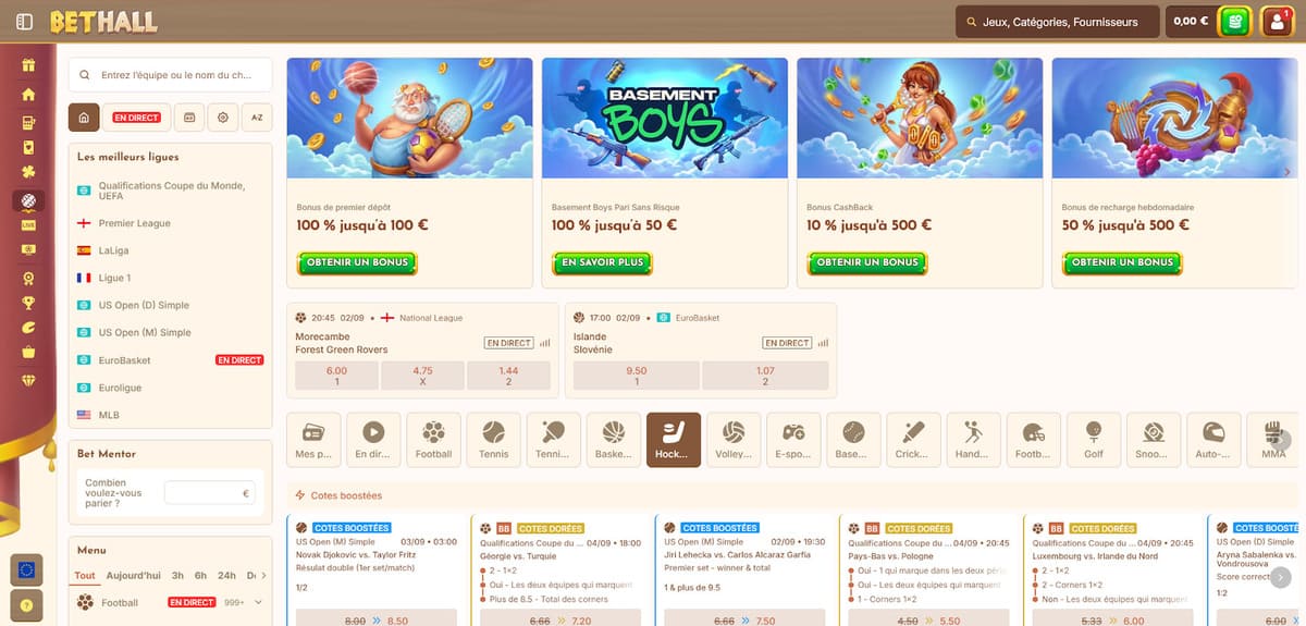 Paris sportifs BetHall Casino