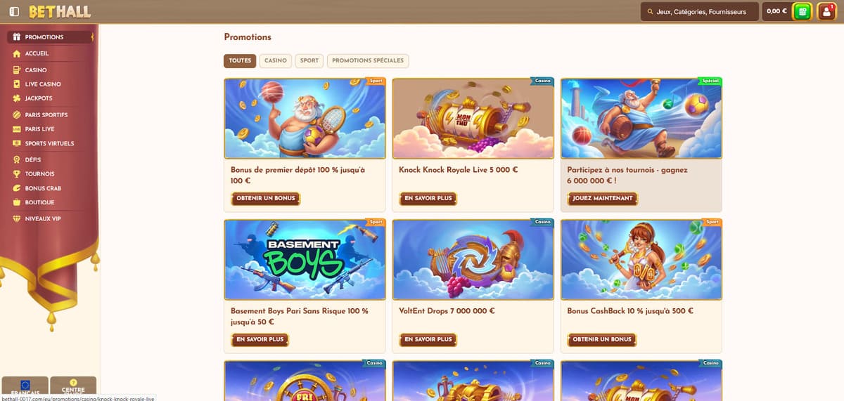 Promotions BetHall Casino