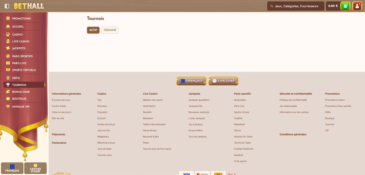 Tournois BetHall Casino