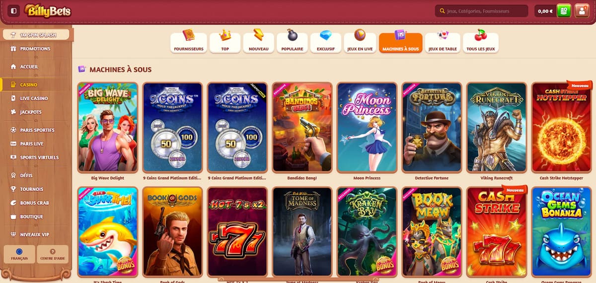 Machines à sous BillyBets Casino