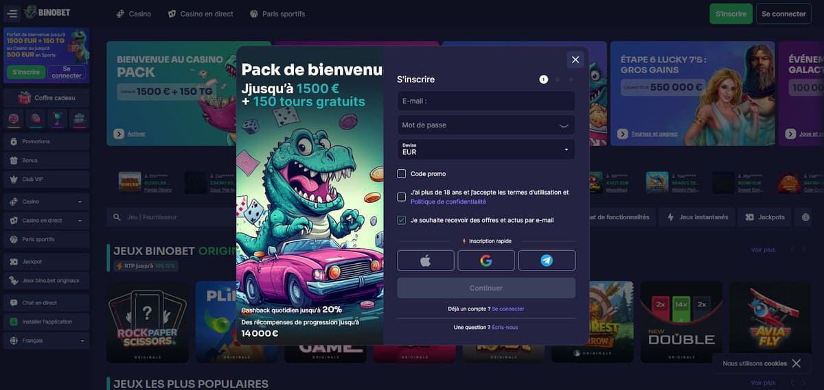 Inscription Binobet Casino