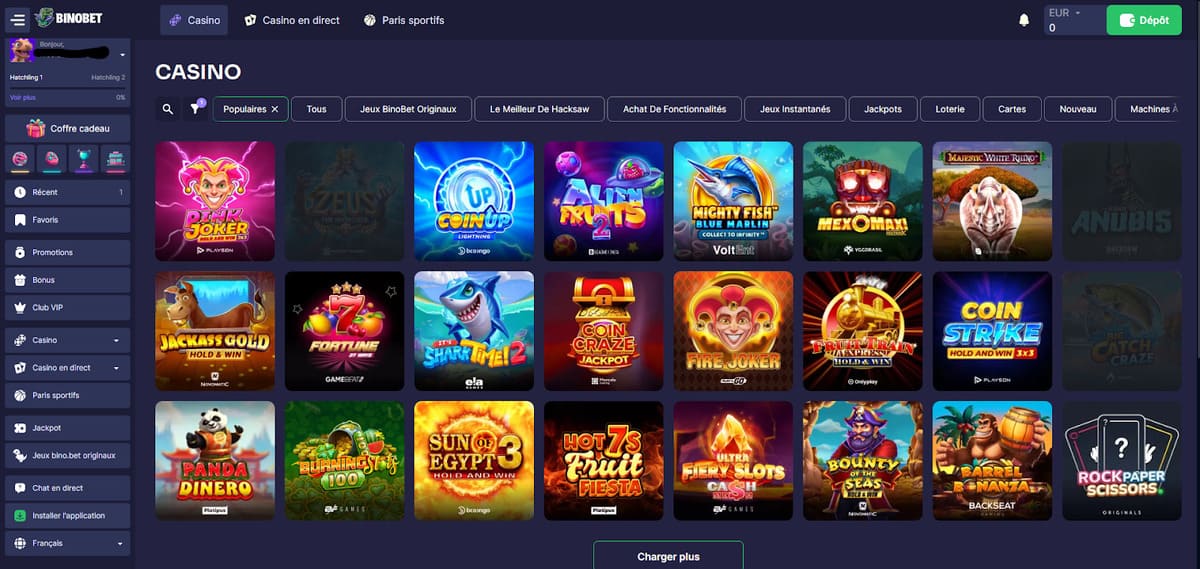 Machines à sous Binobet Casino