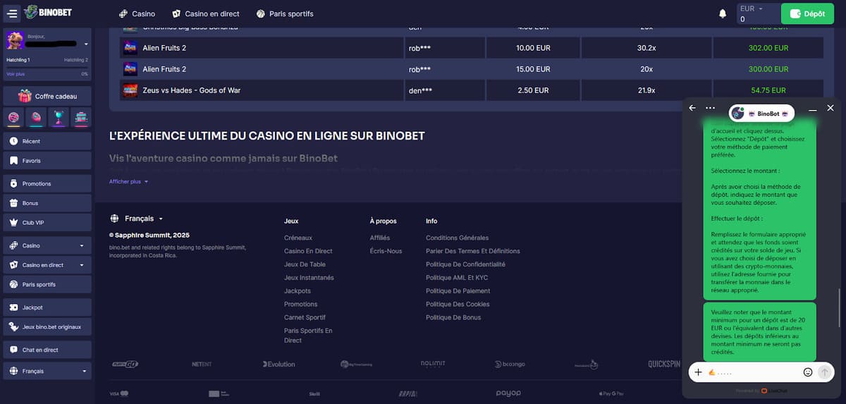 Service client Binobet Casino