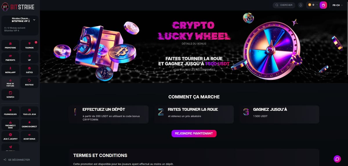 Crypto Lucky Wheel Bitstrike Casino