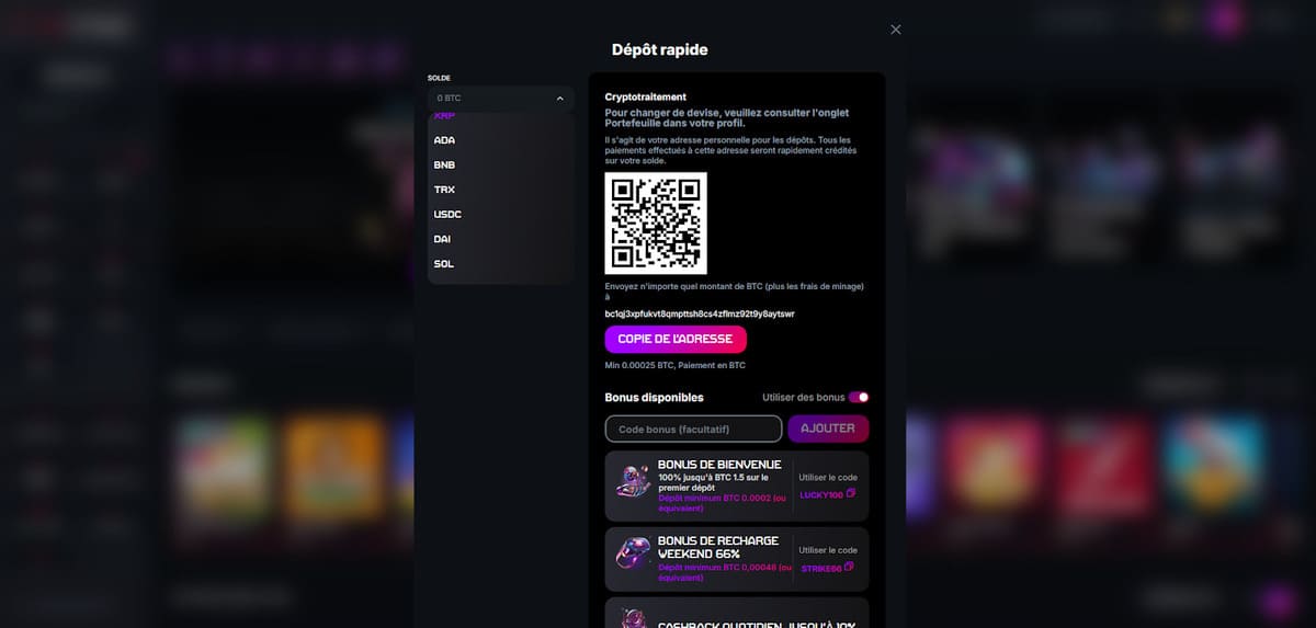 Dépôt Bitstrike Casino