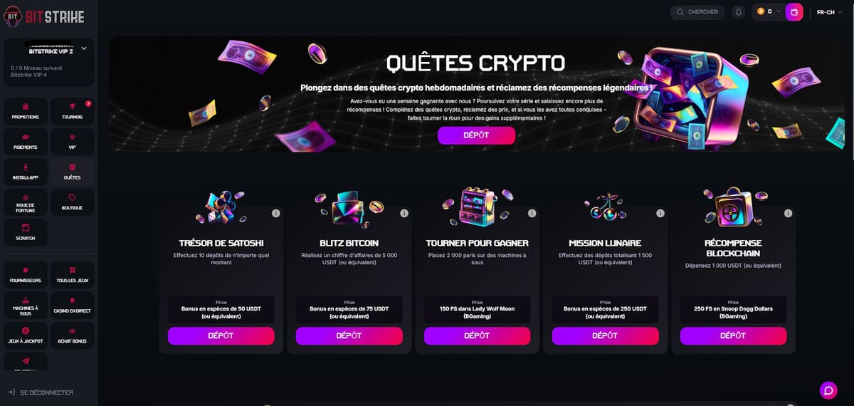 Quetes crypto Bitstrike Casino