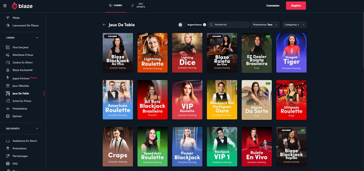 jeux de table Blaze Casino