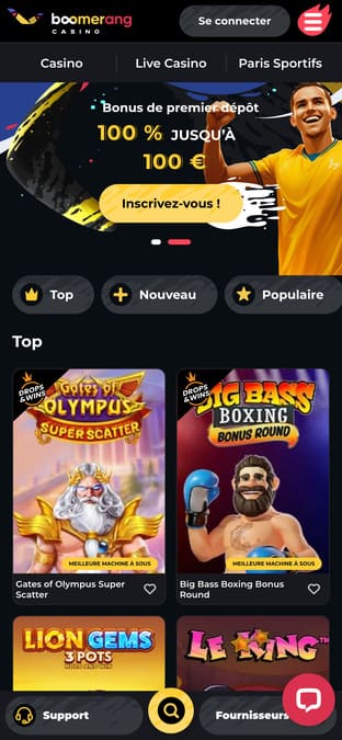 Boomerang Casino application