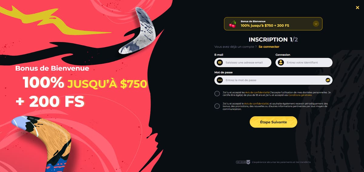 Inscription Boomerang casino