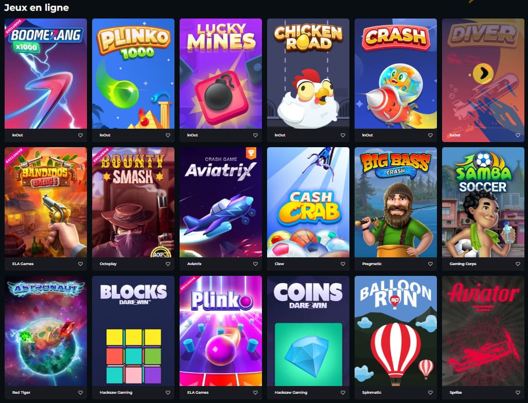 Mini-jeux Boomerang casino