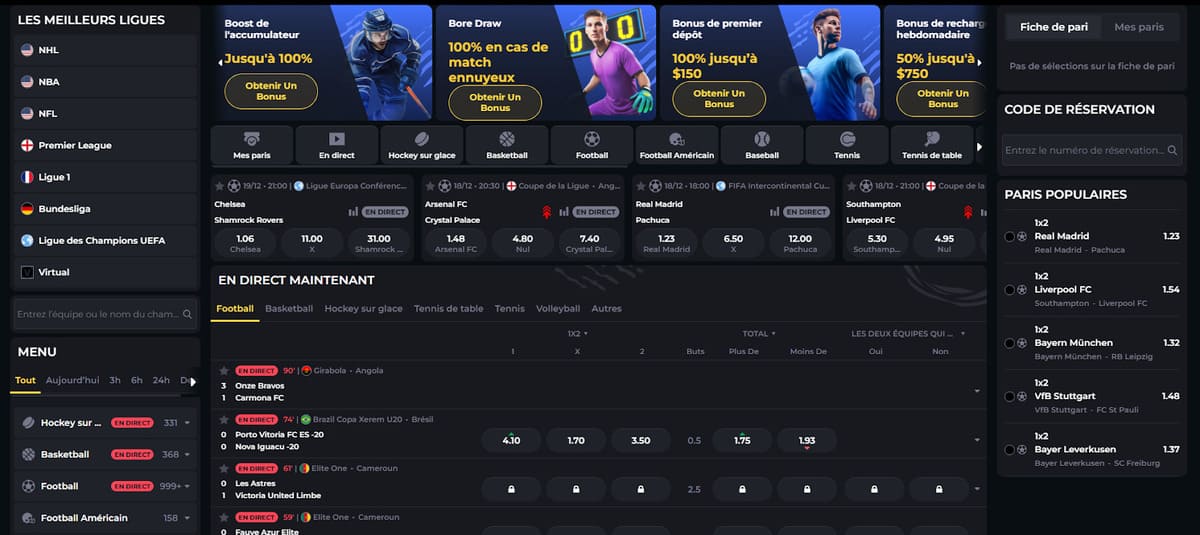 Paris sportifs Boomerang casino