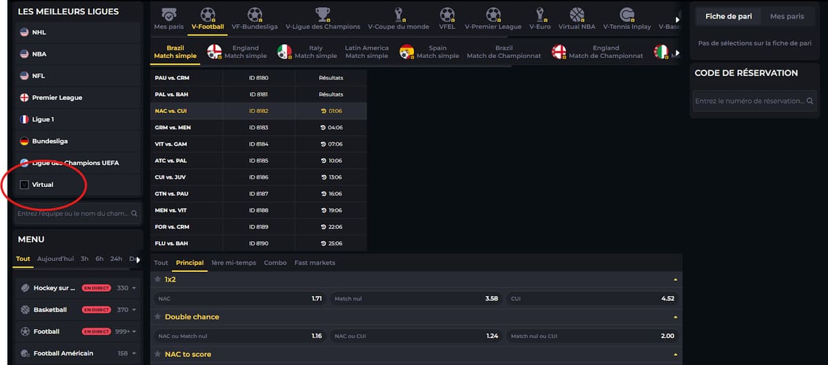 Sports virtuels Boomerang casino