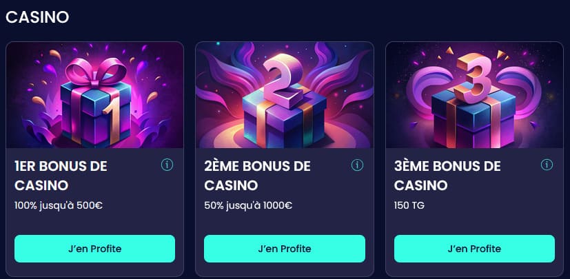 3 bonus de bienvenue Boomsbet Casino