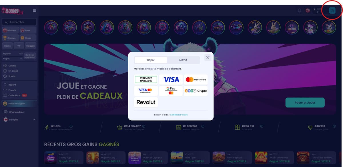 Dépôt Boomsbet Casino